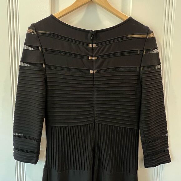 Tadashi Shoji Mesh Illusion Stripe Fit &
Flare Dress Black 3/4 Sleeves Size XS - Picture 9 of 16